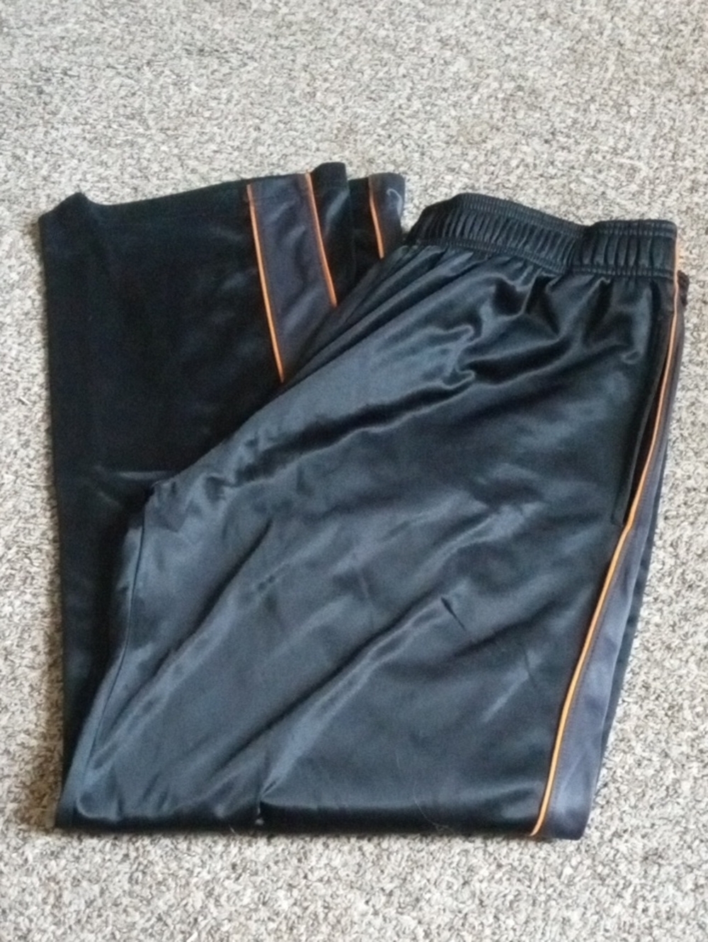 Men's Black Jogger Pants with Orange Side Piping